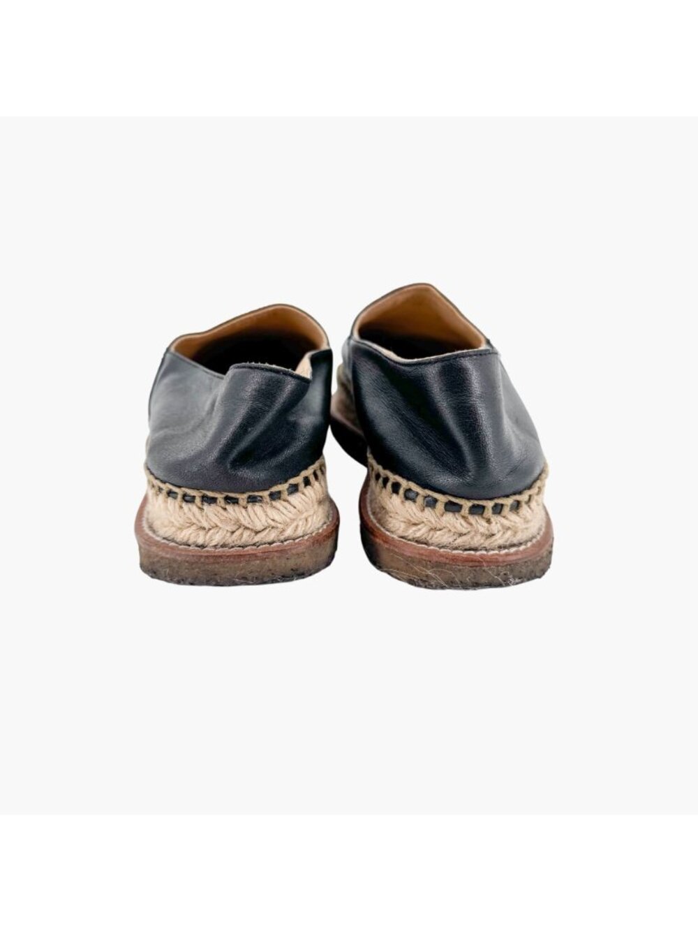 Chanel Black Leather CC Logo Espadrille Flats Size 39 US 8.5 Platform Shoes - Picture 6 of 14